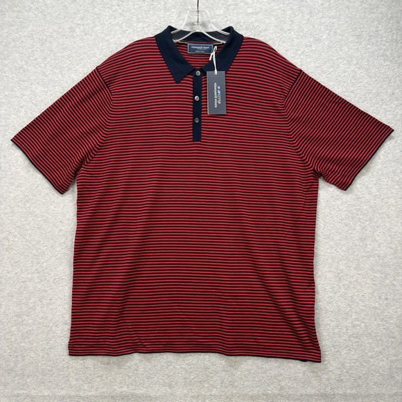 Vineyard Vines Polo Shirt Mens XL Red‎ Navy Stripe OTG On The Go Merino Wool NEW